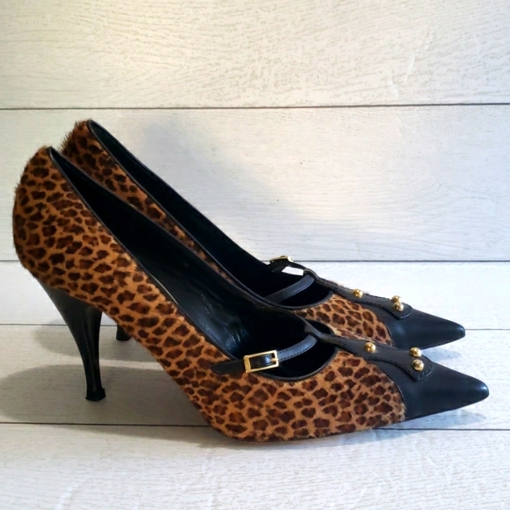 Fendi animal print real hair classic pump stiletto heels 39.5 - Picture 3 of 9